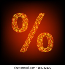 Fire percent  sign. Vector illustration