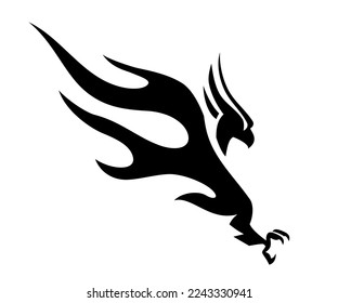 Fire Phoenix Abstract, Silhouette Illustration