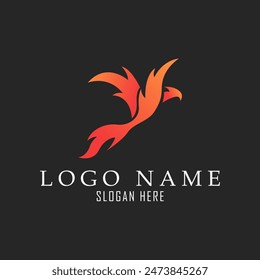 Fire Phoenix Vogel Logo mit Farbverlauf geeignet für mutig, wütend, Ziele, Geschäft und Unternehmen