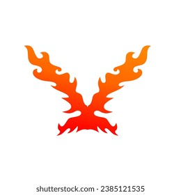 Fire phoenix Bird Logo. Luxury Falcon Eagle Hawk bird. fire and bird logo. Flying Phoenix Fire Bird abstract Logo design. phoenix fire gradient logo.