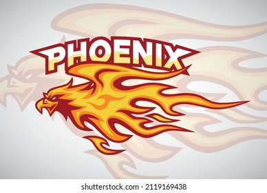 Fire Phoenix Eagle Bird Logo Burning Mascot Flame Sports Mascot Design Vector