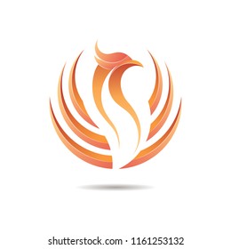 Fire phoenix logo isolated on the white background. Vector 10 EPS