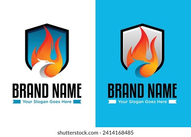 fire phoenix shield illustration vector logo design