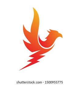 Fire Phoenix With Thunder Logo Vector