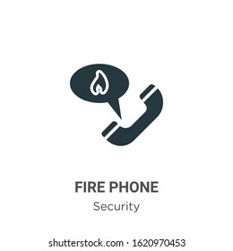 Fire phone glyph icon vector on white background. Flat vector fire phone icon symbol sign from modern security collection for mobile concept and web apps design.