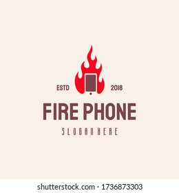 Fire Phone Logo Hipster Retro Vintage Vector Template