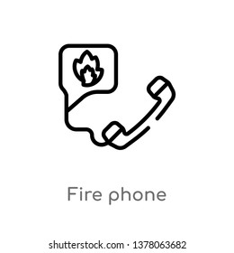 fire phone vector line icon. Simple element illustration. fire phone outline icon from security concept. Can be used for web and mobile