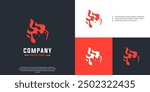Fire and pig head combination logo, abstract grilled food icon, design template illustration.