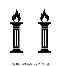 Fire pillar icon. Burning torch flame sign symbol