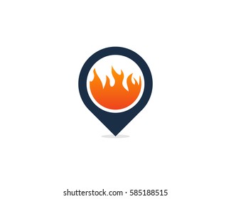 Fire Pin Logo Design Element