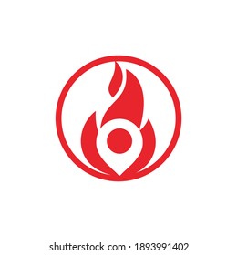 Fire pin vector logo design template. Fire location logo design concept.