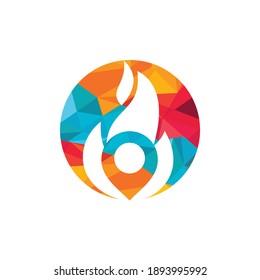 Fire pin vector logo design template. Fire location logo design concept.