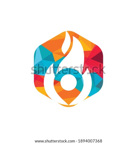 Fire pin vector logo design template. Fire location logo design concept.