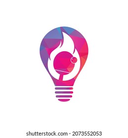 Fire ping pong bulb shape logo icon design template. Table tennis, ping pong vector icon