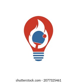 Fire ping pong bulb shape logo icon design template. Table tennis, ping pong vector icon