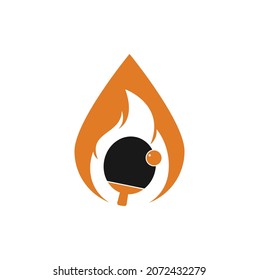 Fire ping pong drop shape logo icon design template. Table tennis, ping pong vector icon