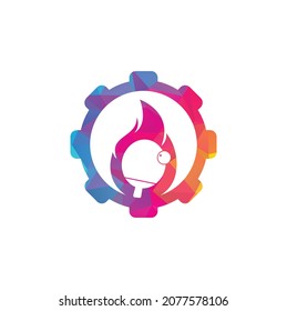 Fire ping pong gear shape logo icon design template. Table tennis, ping pong vector icon