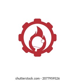 Fire ping pong gear shape logo icon design template. Table tennis, ping pong vector icon
