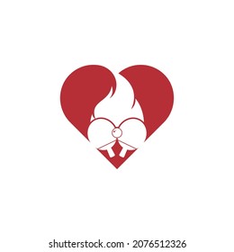 Fire ping pong heart shape logo icon design template. Table tennis, ping pong vector icon