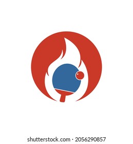 Fire and ping pong logo icon design template. Table tennis, ping pong vector icon.