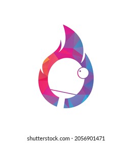 Fire and ping pong logo icon design template. Table tennis, ping pong vector icon.