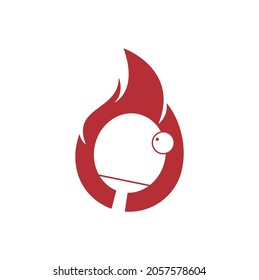 Fire and ping pong logo icon design template. Table tennis, ping pong vector icon.