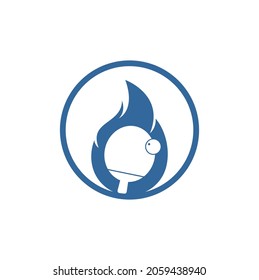 Fire and ping pong logo icon design template. Table tennis, ping pong vector icon.