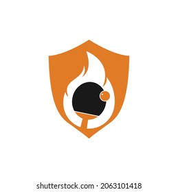 Fire and ping pong logo icon design template. Table tennis, ping pong vector icon.