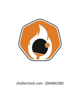 Fire and ping pong logo icon design template. Table tennis, ping pong vector icon.