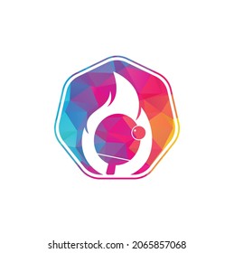 Fire and ping pong logo icon design template. Table tennis, ping pong vector icon.