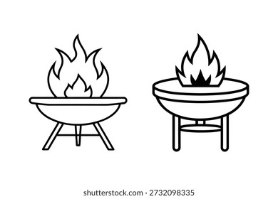 fire pit table icon line art vector illustration isolated
