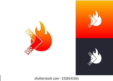 Fire Pixel Arrow Logo Inspirations Template