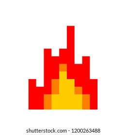 Fire pixel art. 8 Bit Flame. vector illustration