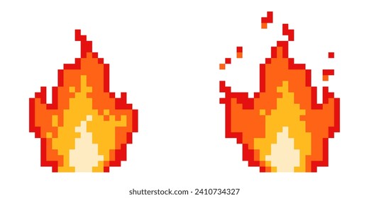 Fire pixel art. Pixel bonfire icon