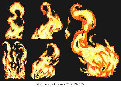 Fire pixel art style is perfect to use as a graphic effect or emoticon sticker