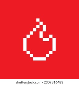 Fire Pixel Art White Line Bonfire Pixelated Squared Red Background Vibrant Camp Game Style