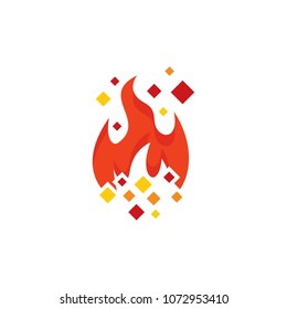 Fire Pixel logo Icon Design