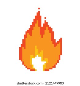 fire pixel vector icon for 8 bit game