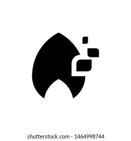 Fire with pixels logo template vector flame tech icon design