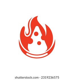 fire Pizza logo design template, slice of Pizza restaurant logo illustration design template
