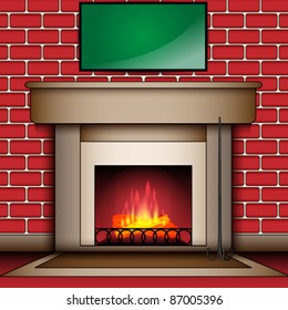 Fire Place With Blank Message Board