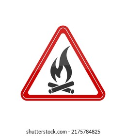 Fire. A place to build a fire. Vector picnic sign. Flat style, simple design