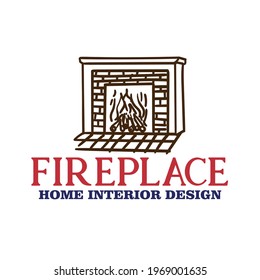 fire place design logo vector