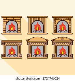 fire place flat design vector