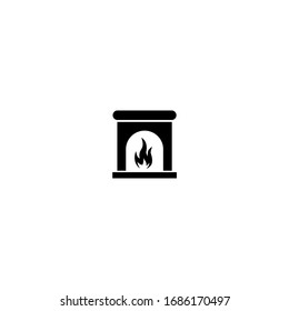 fire place icon. simple, flat, black.
