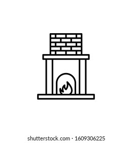 Fire Place Line Icon Vector Illustration. Interior Symbol. Isolated On White Background.