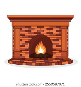 Fire Place for Winter House Vector element.