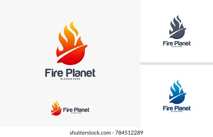 Fire Planet logo designs concept, Hot Planet logo template, Fire logo designs symbol