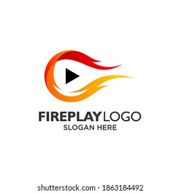 fire and play button logo design for music and video application