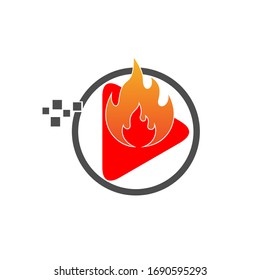 
Fire with play icon logo design